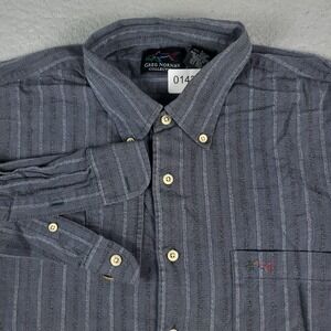 Greg Norman Gray Striped Mens Long Sleeve Button Up Shirt Size Large *DAMAGED*